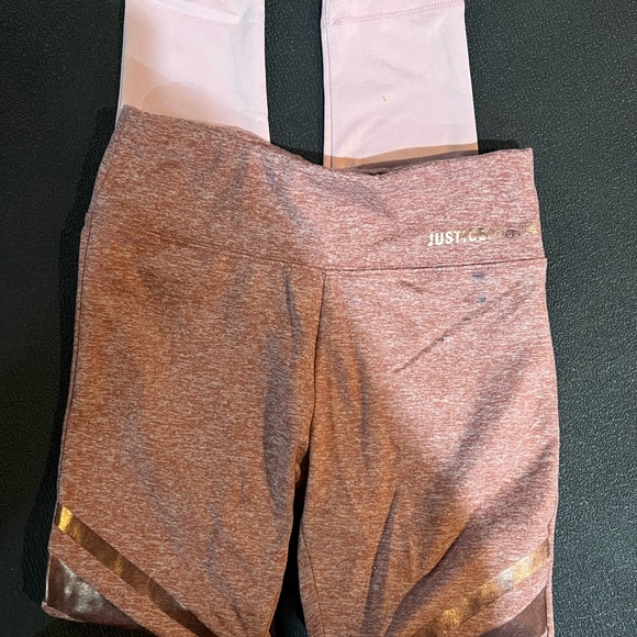 EUC JUSTICE Girls two-tone pink leggings sz 12 *see photo of ink stain at waist - Picture 2 of 4